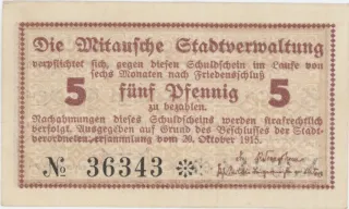 Latvian notgeld 5 Pfennigs, 1915 reverse